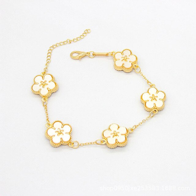 Pulseras De Flores Chapadas En Oro 18k