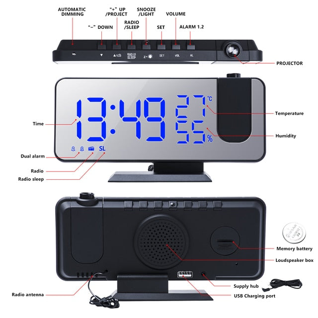 Reloj de proyección digital LED