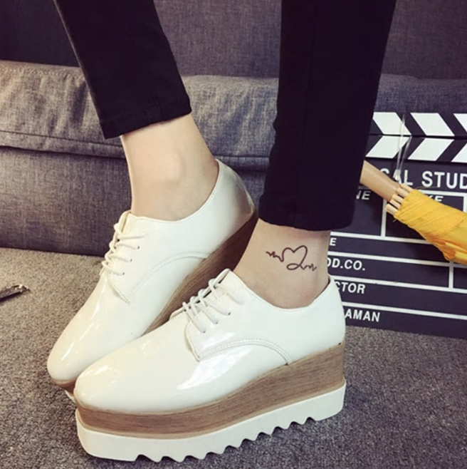 Mocasines Mujer Cordones Plataformas Estilo Británico