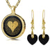 Collar Te Amo Inscrito en 120 Idiomas con Oro de 24k sobre Ónix y Pendientes de Corazón de Cristal Conjunto de Joyas