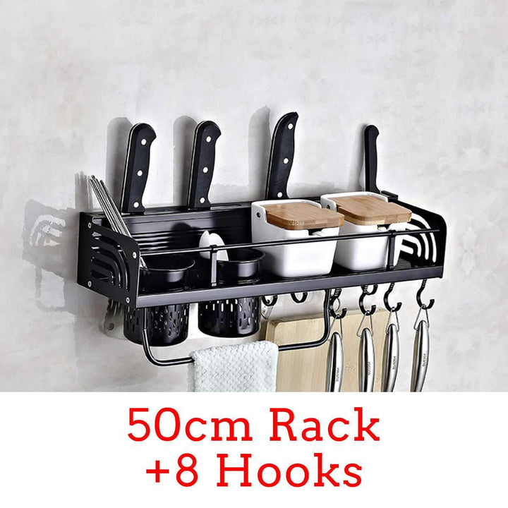 Kitchen Spice Rack and Utensils Organizer with Towel Rod and Hook