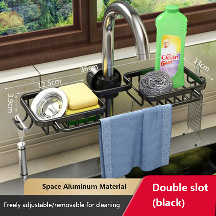 Sink Double Storage Rack, Stainless Steel Faucet Organizer