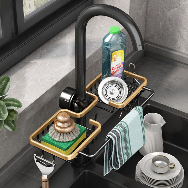 Sink Double Storage Rack, Stainless Steel Faucet Organizer