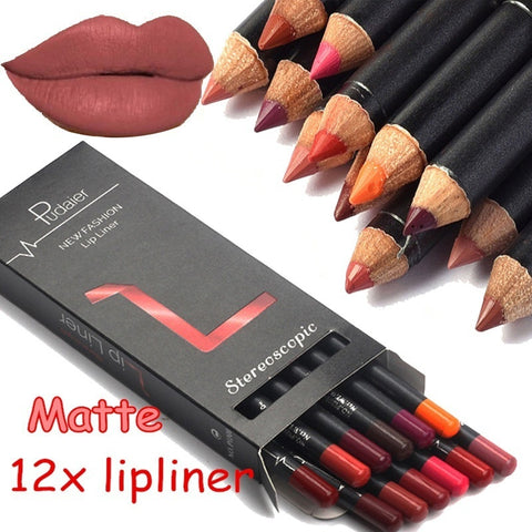 Lip Liner Pencils Waterproof Professional Makeup Kit With 12 Colors