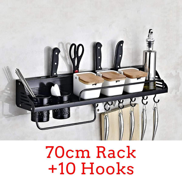 Kitchen Spice Rack and Utensils Organizer with Towel Rod and Hook