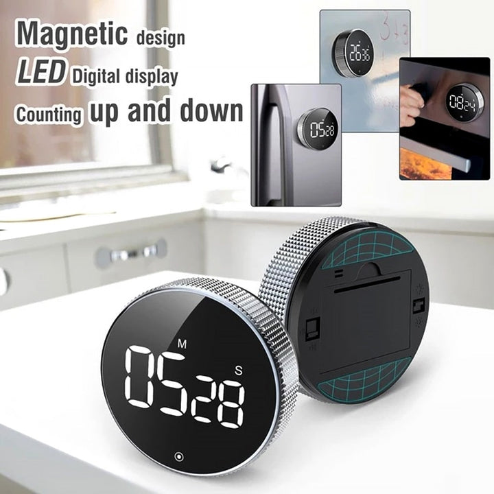 Digital Kitchen Timer with Large LED Display and Magnetic Mount