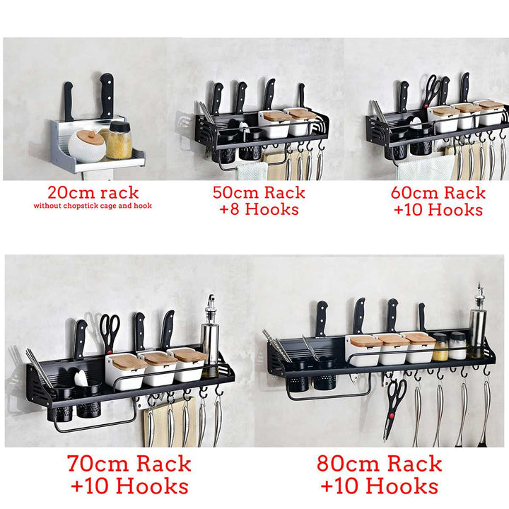 Kitchen Spice Rack and Utensils Organizer with Towel Rod and Hook