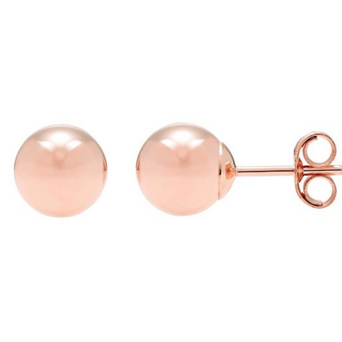 A&M 14K Hollow Women's Gold Classic Ball Stud Earrings
