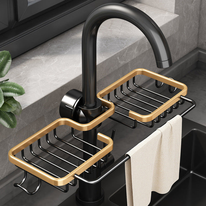 Sink Double Storage Rack, Stainless Steel Faucet Organizer