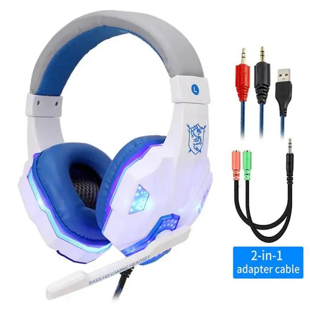 Auriculares para jugadores con cable y luz LED