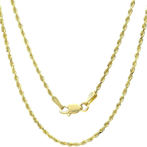 14k Gold Yellow Think Hollow Rope Chain 16"-24"