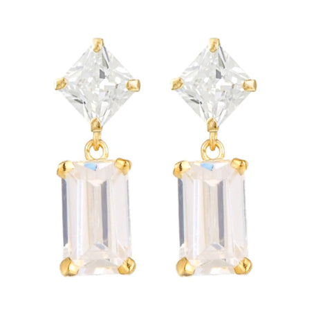 14k Gold Cubic Zirconia Dangle Earrings