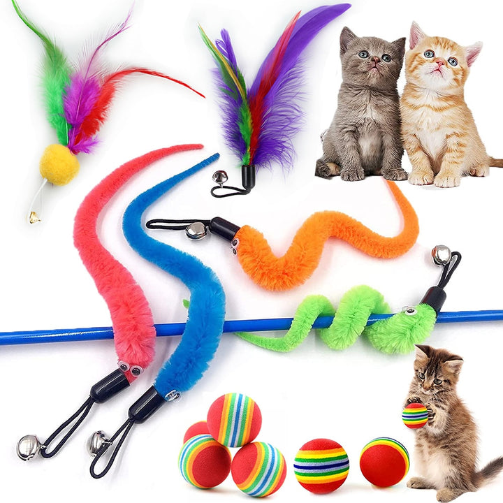 Juguetes interactivos para gatos con plumas y bolas