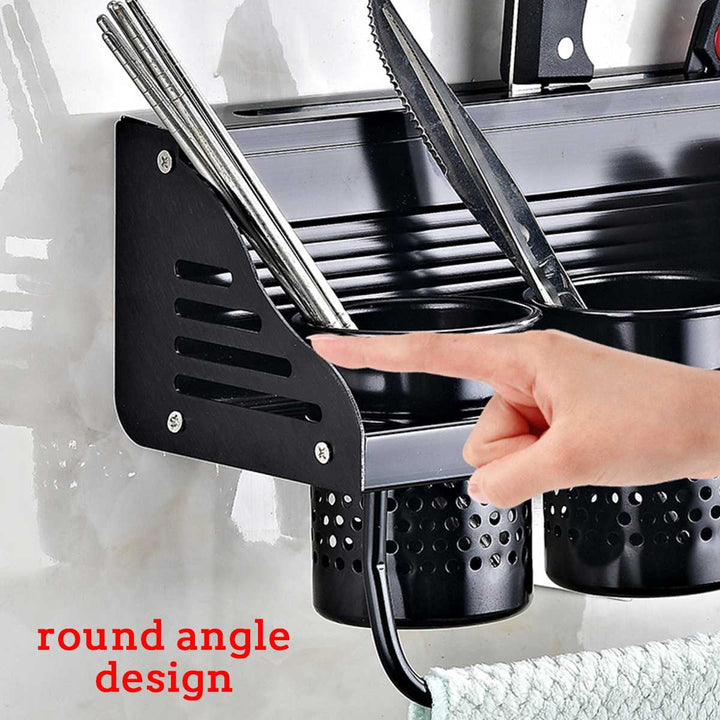 Kitchen Spice Rack and Utensils Organizer with Towel Rod and Hook