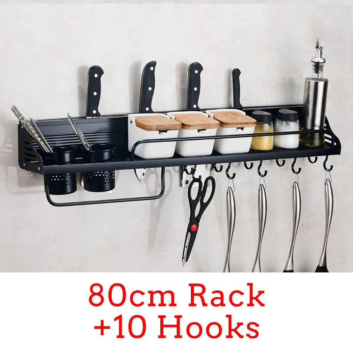 Kitchen Spice Rack and Utensils Organizer with Towel Rod and Hook