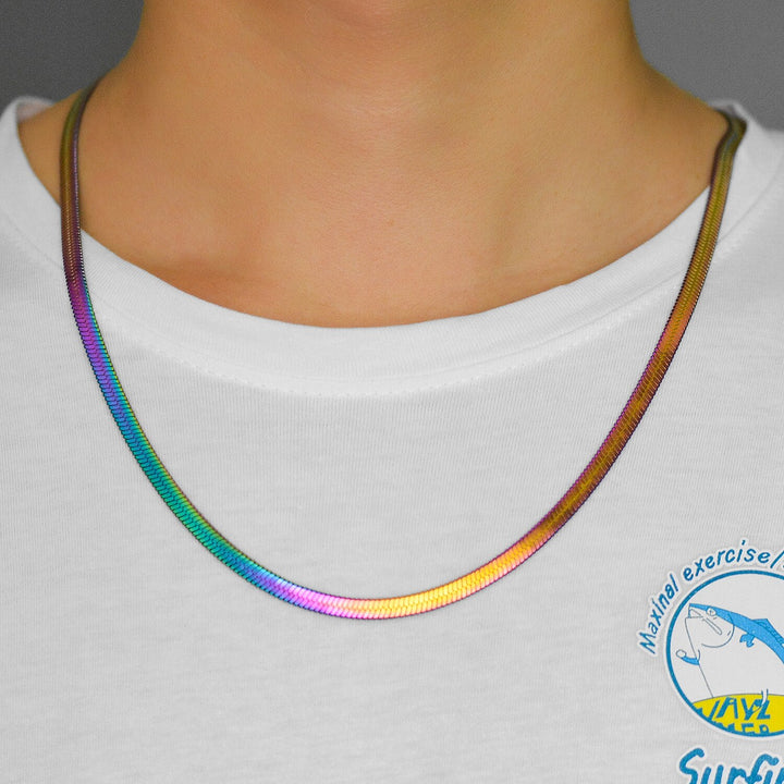 Collar Plano De Acero Inoxidable Color Oro