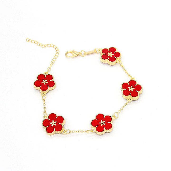 Pulseras De Flores Chapadas En Oro 18k