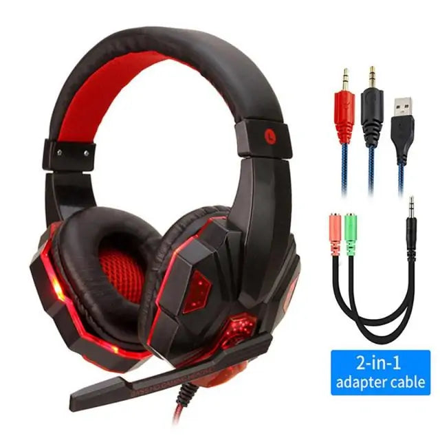 Auriculares para jugadores con cable y luz LED