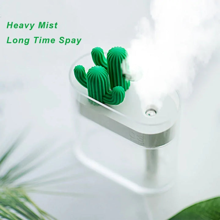 Humidificador de aire ultrasónico de 160ML, difusor de aceites esenciales USB con luz de Color Cactus transparente, purificador de Aroma para coche, generador de niebla de aniones